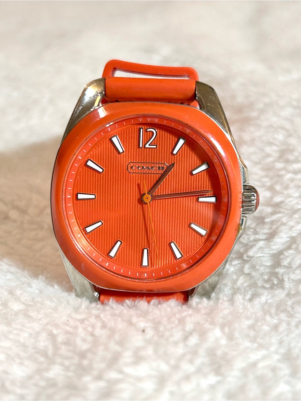 Coach Women's Orange Dial Silicone Strap Watch